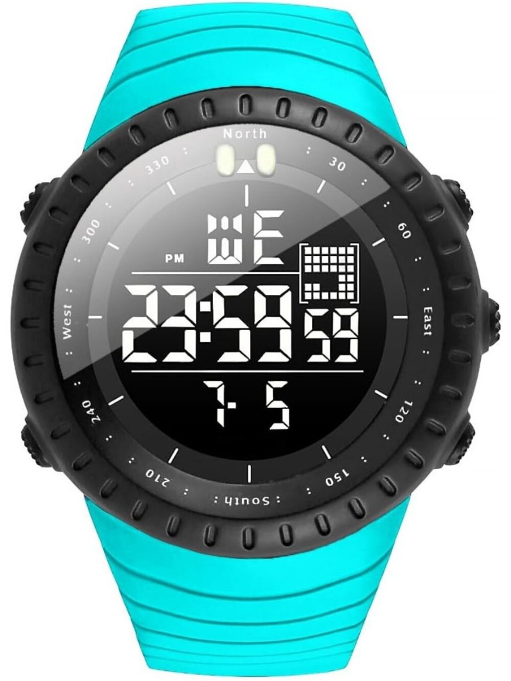Men's Turquoise Blue Analog Sports Outdoor Waterproof Military Digital Watch